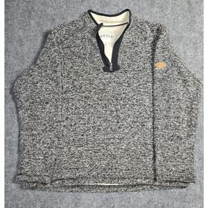 Orvis Men's Large 1/4 Zip Sherpa Lined Fleece Pullover Jacket Sweater Black Gray